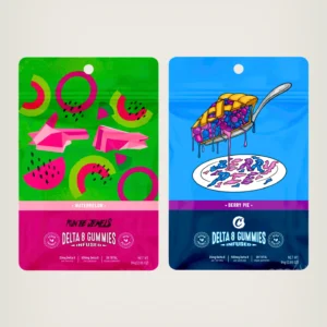 Gomitas con THC Delta 8 500mg 25mg por pieza sabor Watermelon y Berry Pie marca Cookies