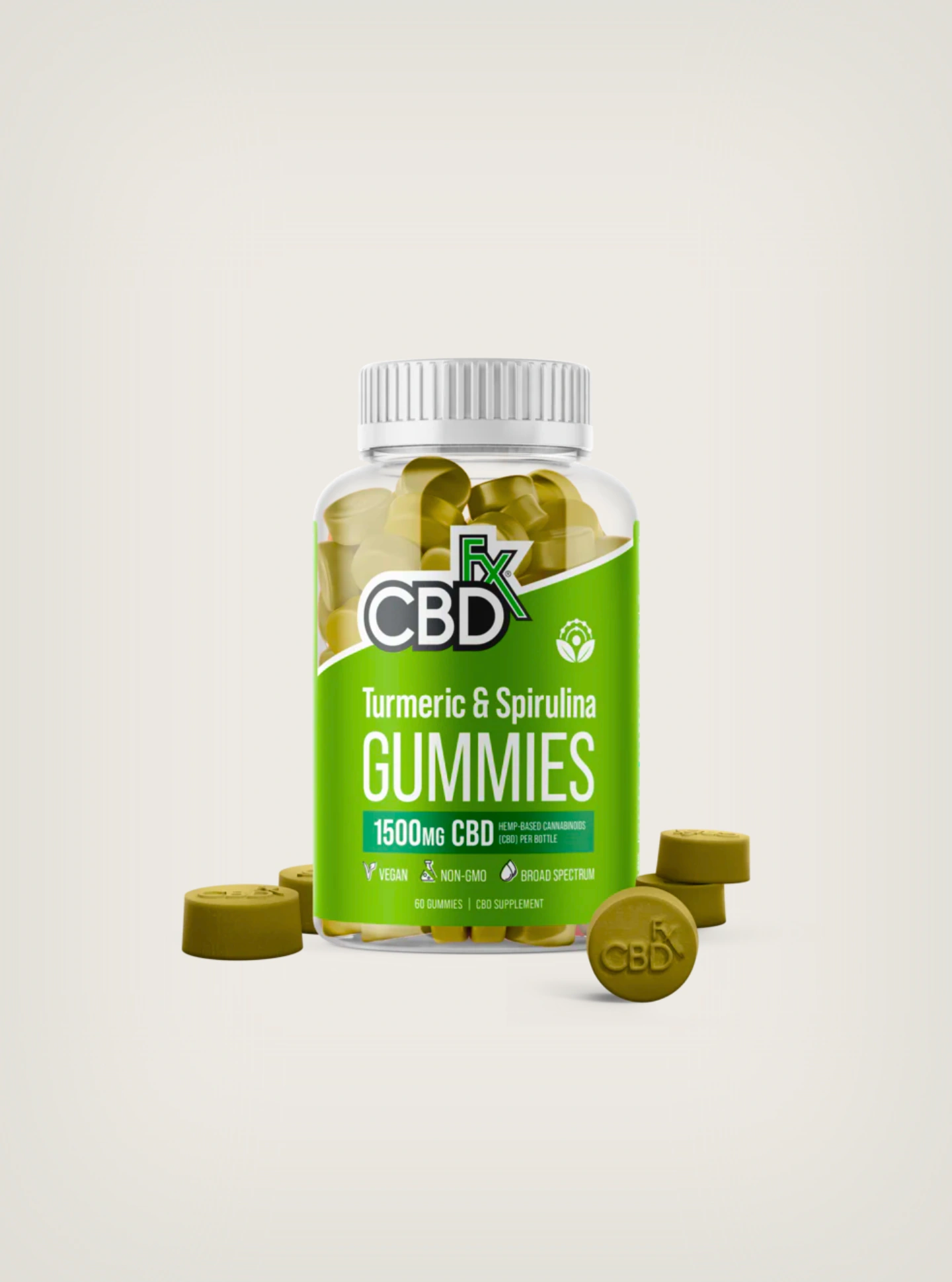 CBDFx | Gomitas de CBD con Cúrcuma y Espirulina 1500mg | 60pzs