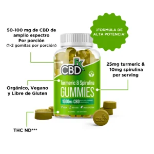 CBDFx | Gomitas de CBD con Cúrcuma y Espirulina 1500mg | 60pzs