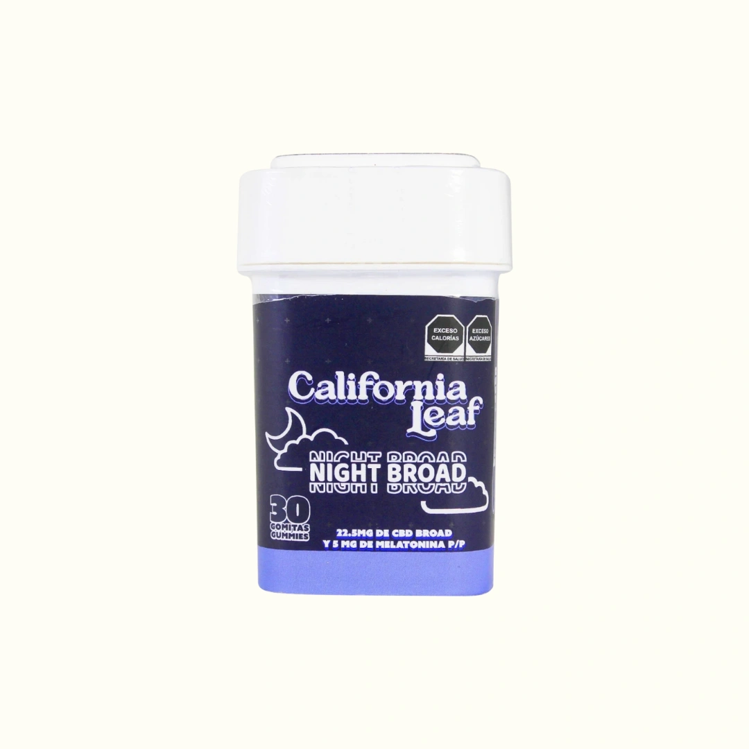 California Leaf | Gomitas Night Broad de CBD + Melatonina 22mg/pza | 15 o 30pzs